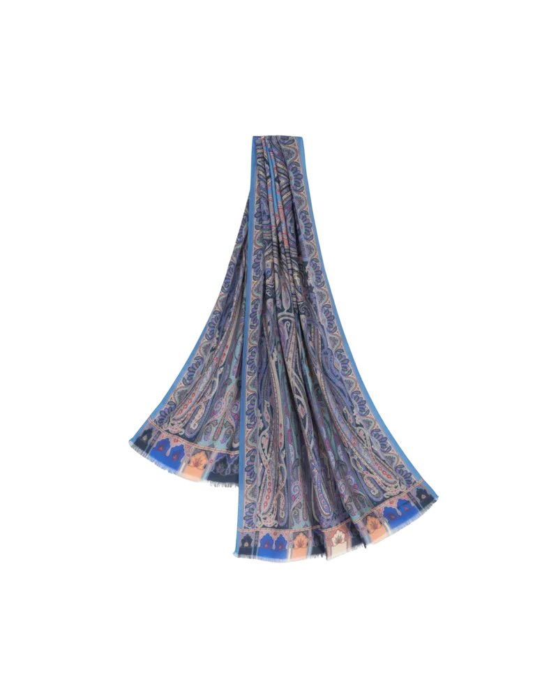 Etro Schal Mit Fransen Und Paisleymotiv, Damen, Navyblau Navyblau