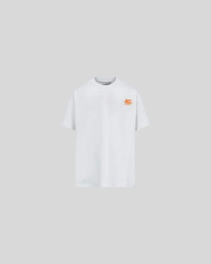 Etro T-shirt Mit Pegaso-stickerei, Weiß, Größe Weiß