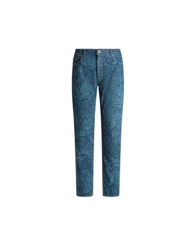 Etro Stretchjeans Mit Allover-blattmuster, Herren, Hellblau, Größe Hellblau