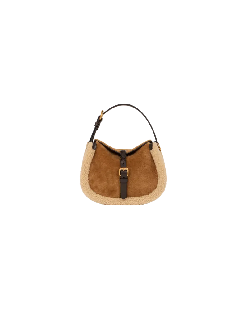 Etro Kleine Tasche Pony Aus Shearling, Damen, Kamel Kamel