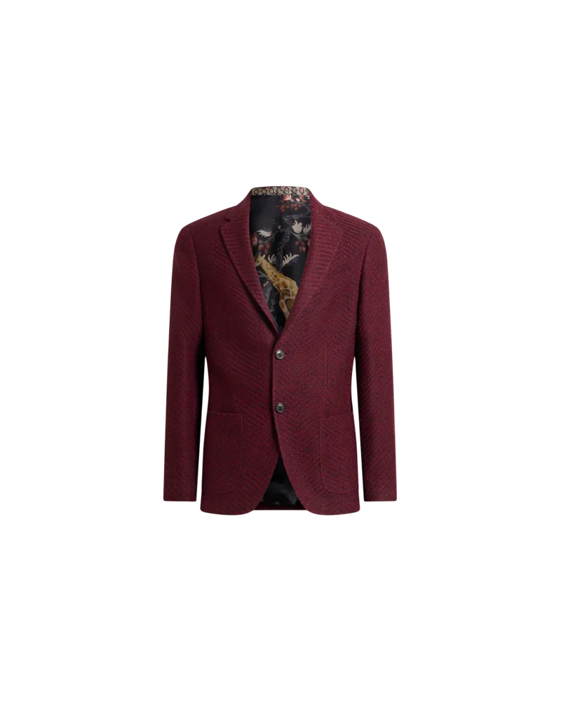 Etro Einreihige Jacke Aus Einer Wollmischung Mit Mélange-effekt, Herren, Rot, Größe Rot