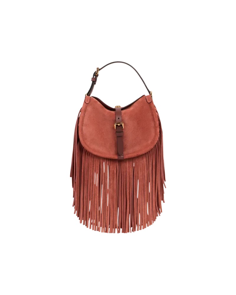 Etro Kleine Tasche Pony Aus Veloursleder Mit Fransen, Damen, Rot Rot