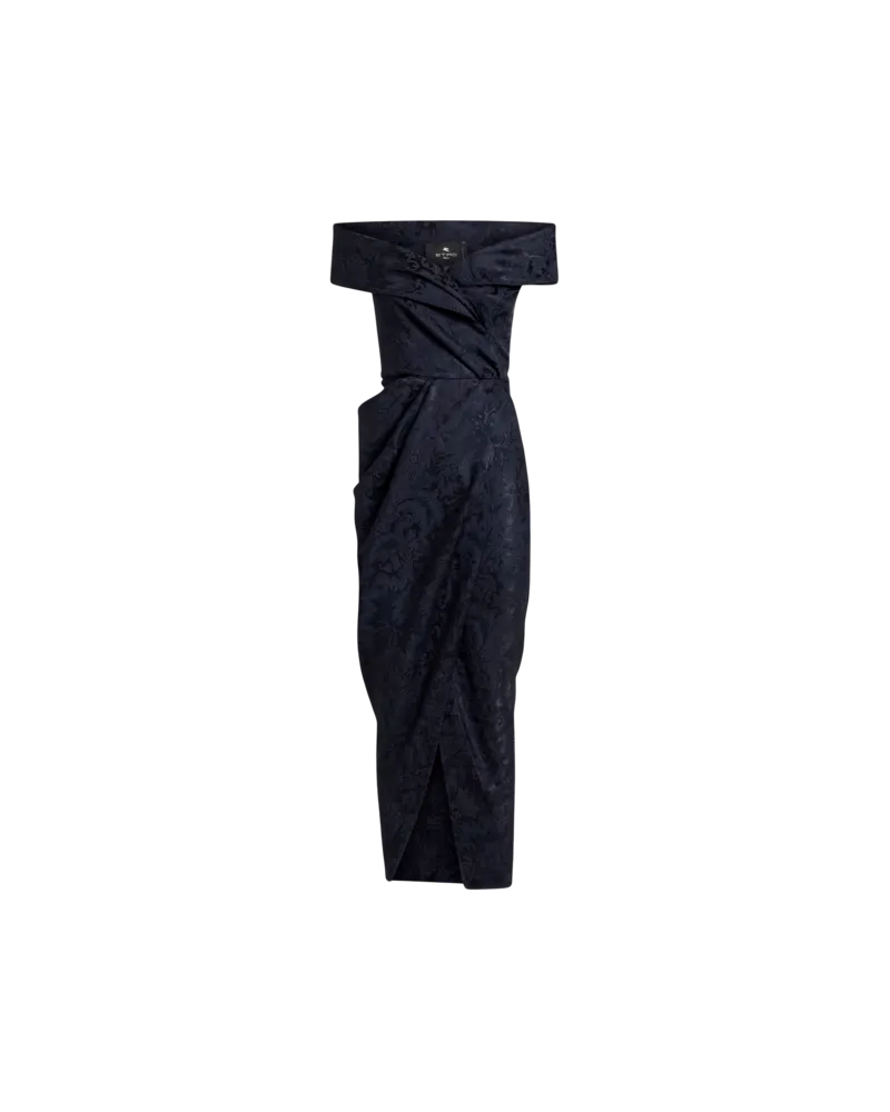 Etro Abendkleid Aus Einer Seidenmischung Mit Jacquardmuster, Damen, Blau, Größe Blau