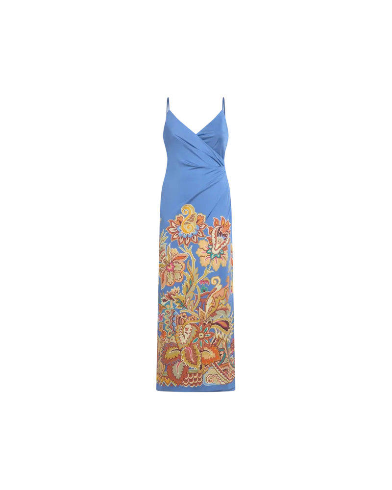 Etro Langes Kleid Aus Bedrucktem Jersey, Damen, Pulverblau, Größe Pulverblau