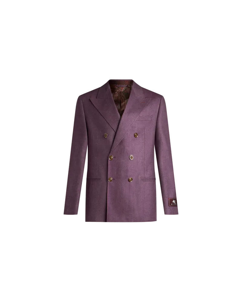 Etro Zweireihiger Blazer Aus Kaschmir, Herren, Violett, Größe Violett