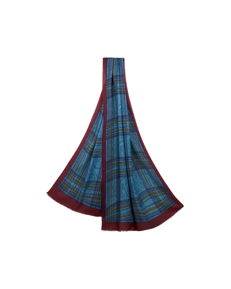 Etro Schal Aus Wolle Und Seide Mit Print, Herren, Hellblau Hellblau