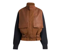 Gepolsterte Bomberjacke Mit Kontrastierenden Ärmeln, Damen, Braun, Größe