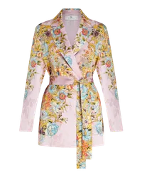 Etro Jacquardblazer Mit Bindegürtel Und Spring Bouquet-druck, Multicolor Multicolor