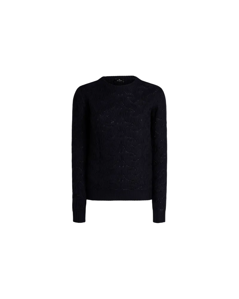 Etro Dicker Pullover Aus Einer Wollmischung Mit Paisleys, Damen, Blau, Größe Blau