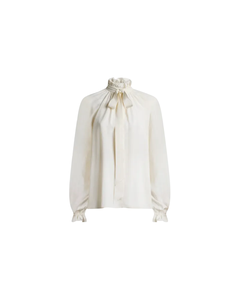 Etro Jacquard-bluse Aus Einer Seidenmischung Mit Foulard Und Paisley-motiv, Damen, Weiß, Größe Weiß