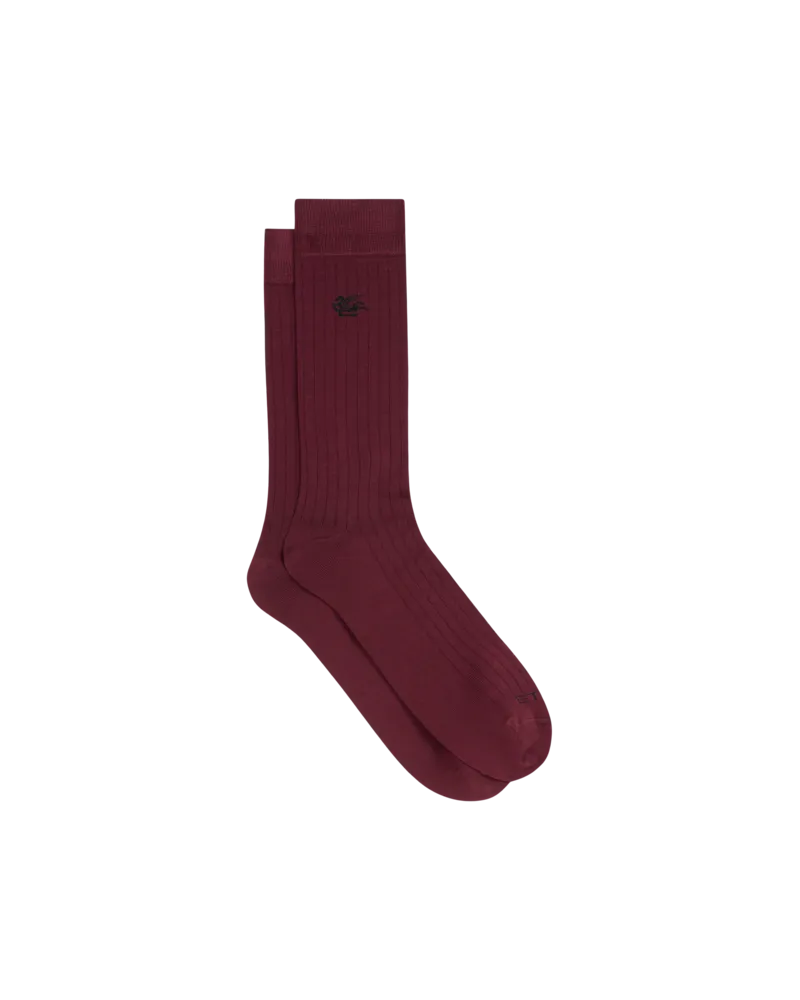 Etro Socken Aus Einer Baumwollmischung Mit Pegaso-logo, Herren, Bordeaux, Größe Bordeaux