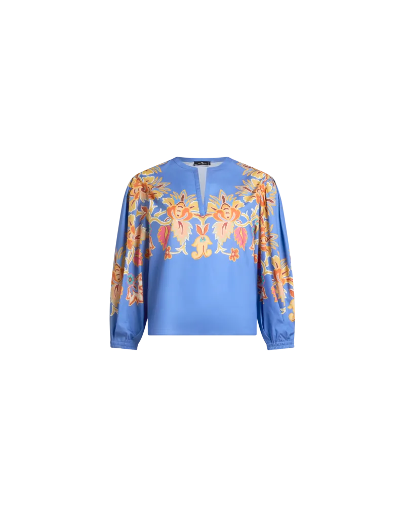 Etro Bluse Aus Baumwolle Mit Print, Damen, Blau, Größe Blau
