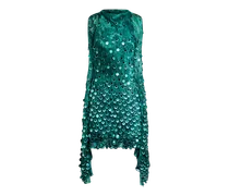 Kurzes Seidenkleid Mit Aufgestickten Pailetten, Damen, Hellblau, Größe