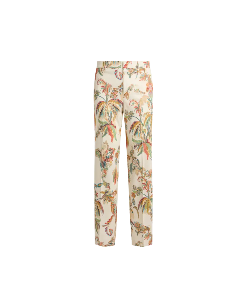 Etro Hose Mit Geradem Bein Aus Wollgabardine Mit Floralem Print, Herren, Beige, Größe Beige