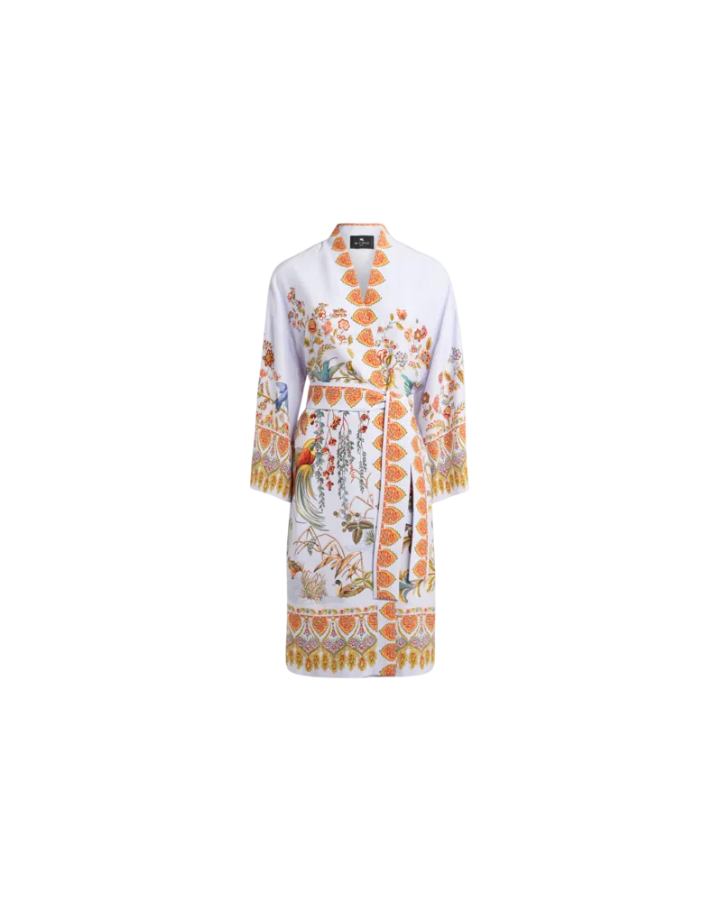 Etro Kimono Aus Seide Mit Platziertem Flora-und-fauna-print, Damen, Hellblau, Größe Hellblau