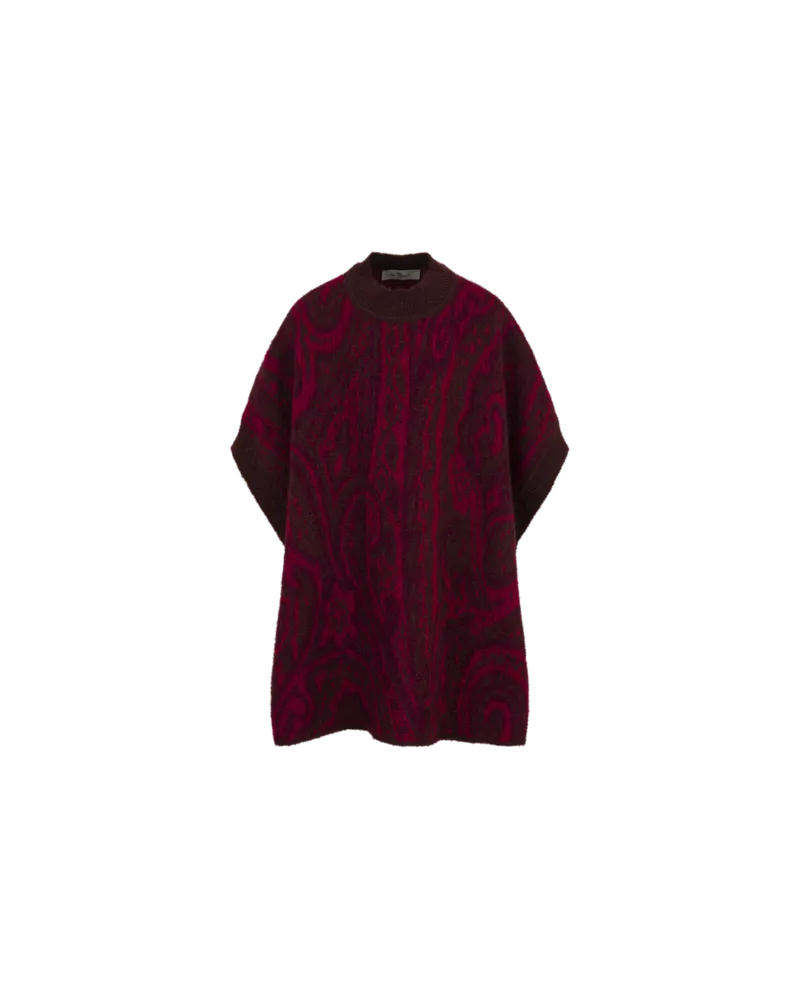 Etro Poncho Aus Wolljacquard Mit Paisley-motiv, Bordeaux, Größe Bordeaux