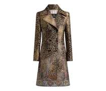 Zweireihiger Jacquard-mantel Mit Paisley-animal-motiv, Damen, Braun, Größe