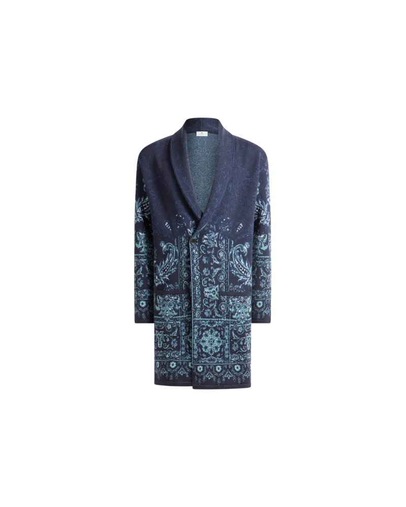 Etro Morgenmantel Aus Jacquard-strickstoff Aus Wolle, Herren, Blau, Größe Blau