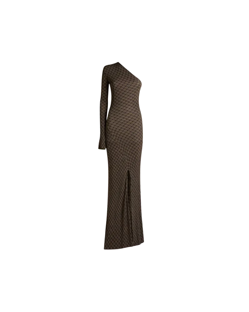 Etro Langes Kleid Im Rippstrick Mit Mikro-rautenmuster, Damen, Grün, Größe Grün
