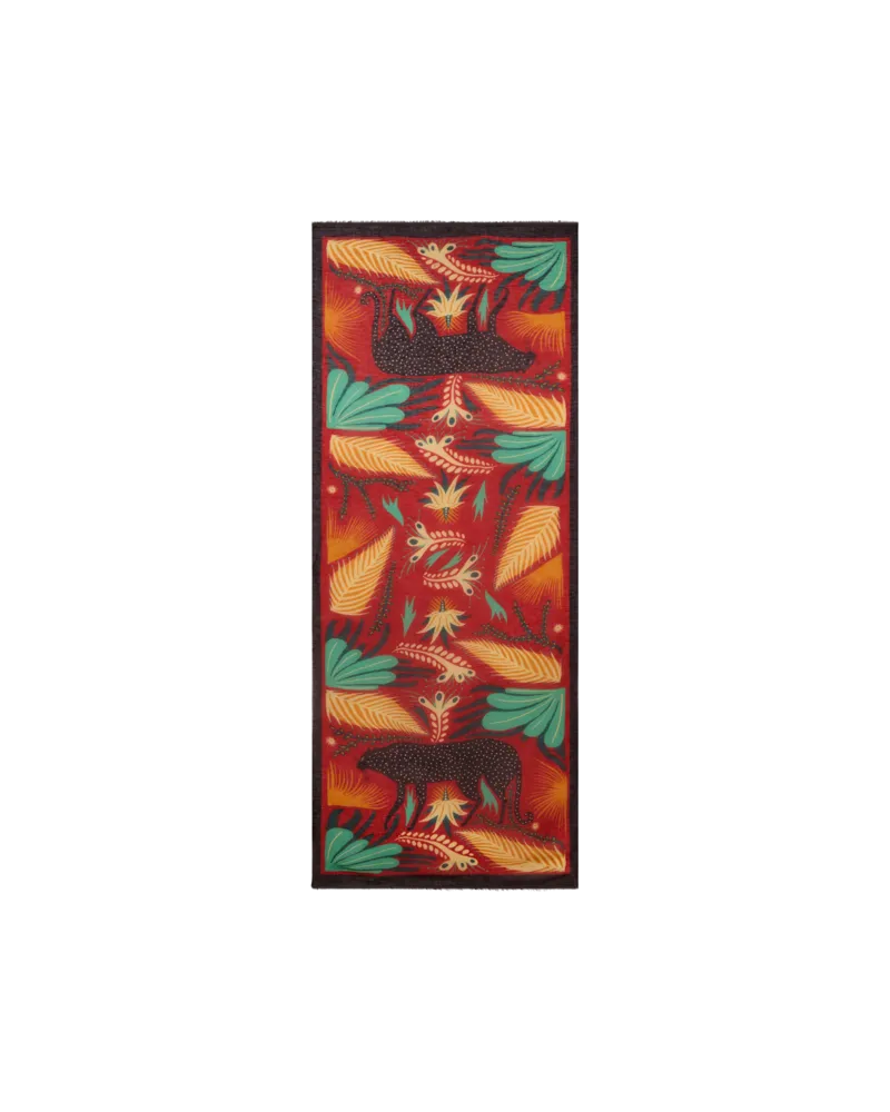 Etro Schal Aus Einer Modalmischung Mit Platziertem Print Etro X Tabby Booth, Damen, Rot Rot