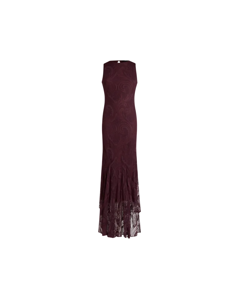 Etro Langes Kleid Aus Dévoré-jersey Aus Einer Baumwollmischung Mit Paisley-motiv, Damen, Rot, Größe Rot