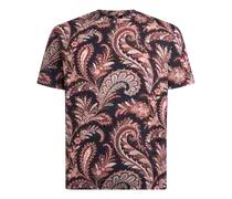 T-shirt Mit Floralem Paisleyprint, Herren, Blau, Größe
