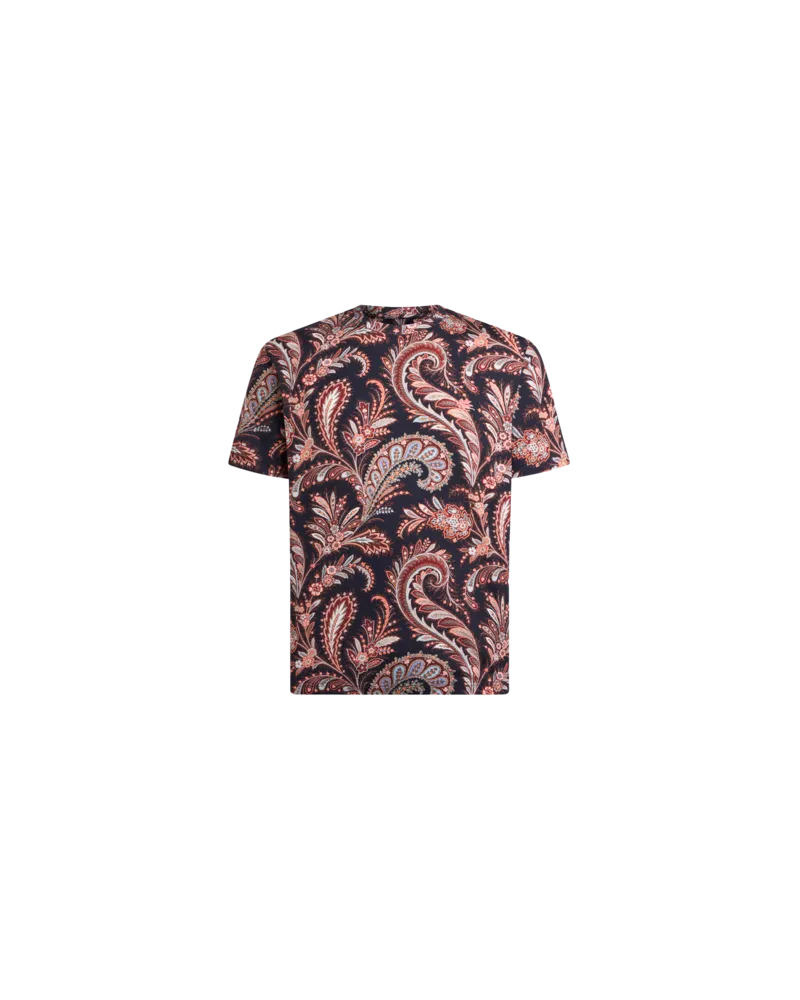 Etro T-shirt Mit Floralem Paisleyprint, Herren, Blau, Größe Blau