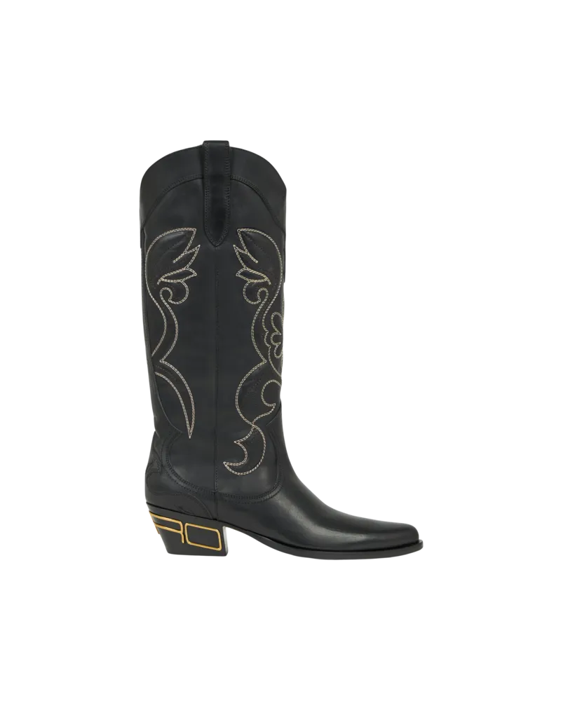 Etro Westernstiefel Aus Leder, Damen, Schwarz, Größe Schwarz