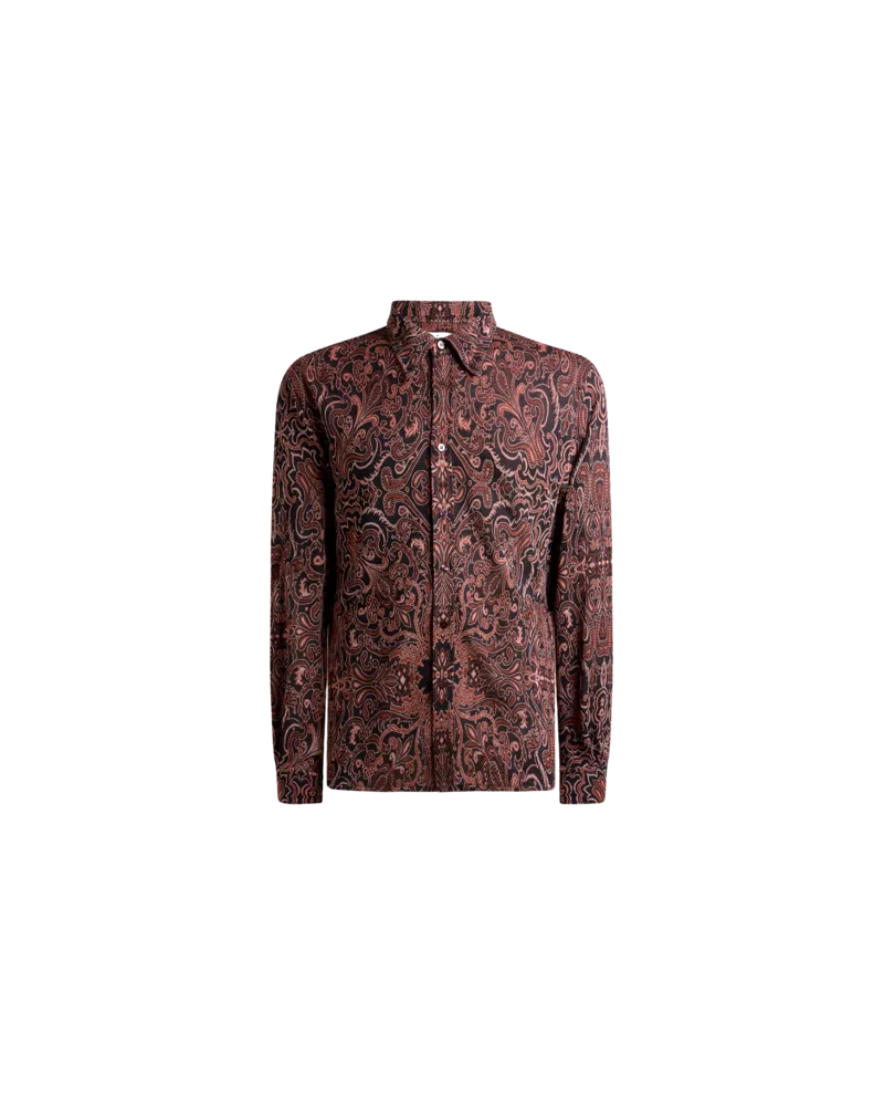 Etro Jacquard-hemd Aus Jersey Mit Paisley-motiv, Herren, Rot, Größe Rot
