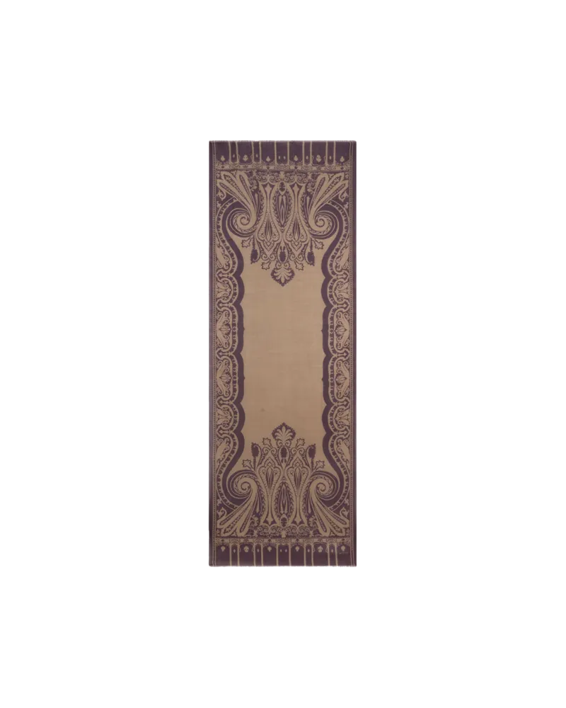 Etro Schal Aus Wolle Und Seide Mit Hahnentritt-motiv Und Paisley-print, Herren, Braun Braun