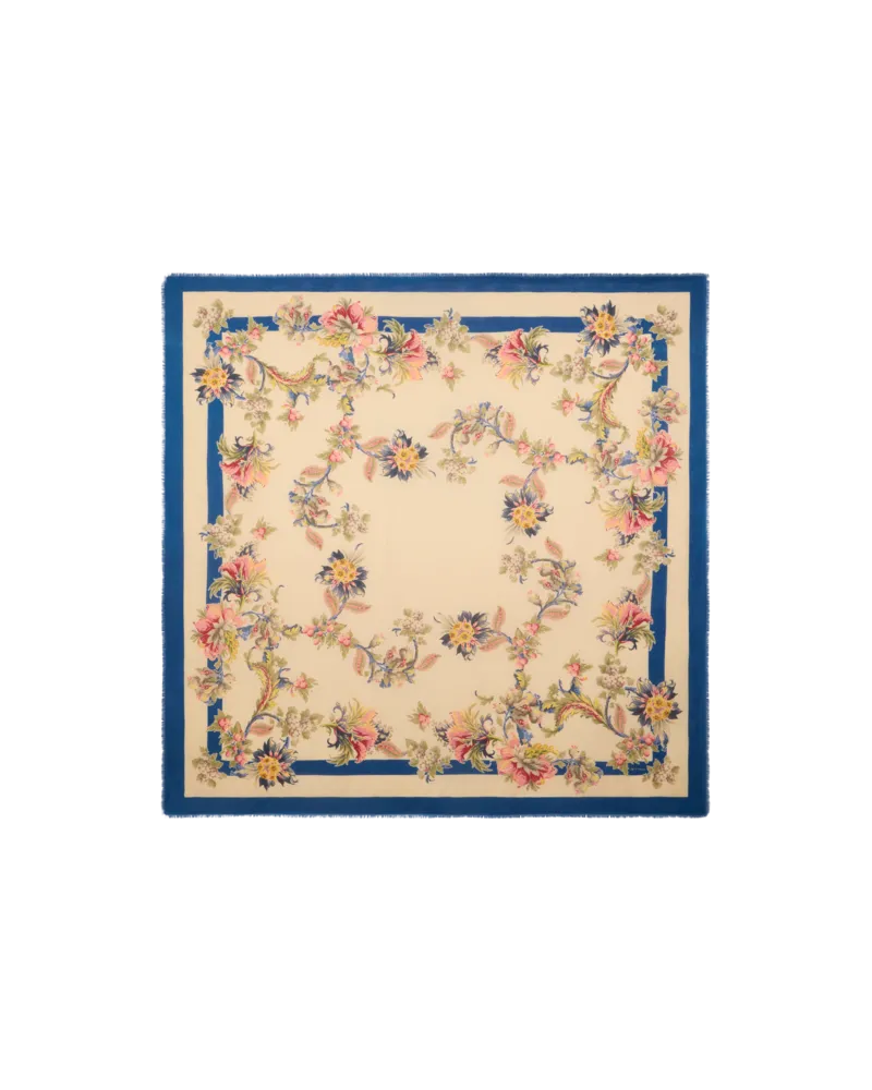 Etro Jacquard-schultertuch Aus Modal Und Kaschmir Mit Floralem Motiv, Damen, Beige Beige