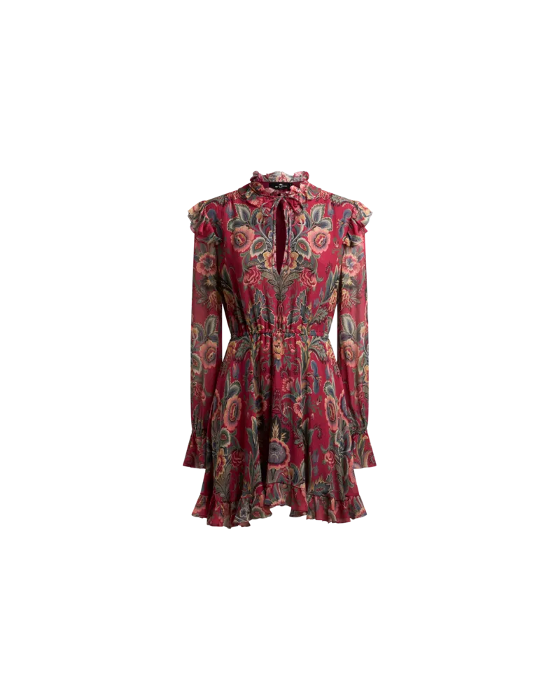 Etro Kurzes Kleid Aus Einer Seidenmischung Mit Print, Damen, Bordeaux, Größe Bordeaux