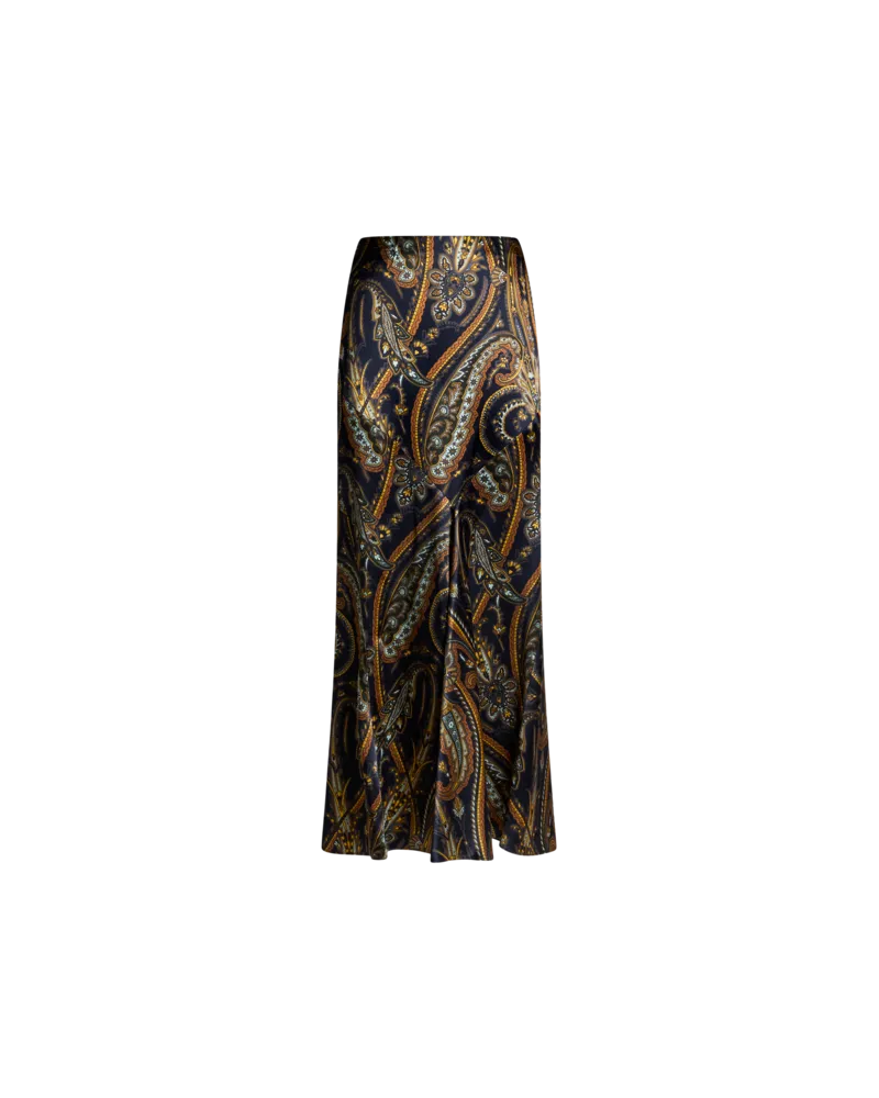 Etro Langer Rock Aus Satin Aus Einer Seidenmischung Mit Paisley-print, Damen, Multicolor, Größe Multicolor