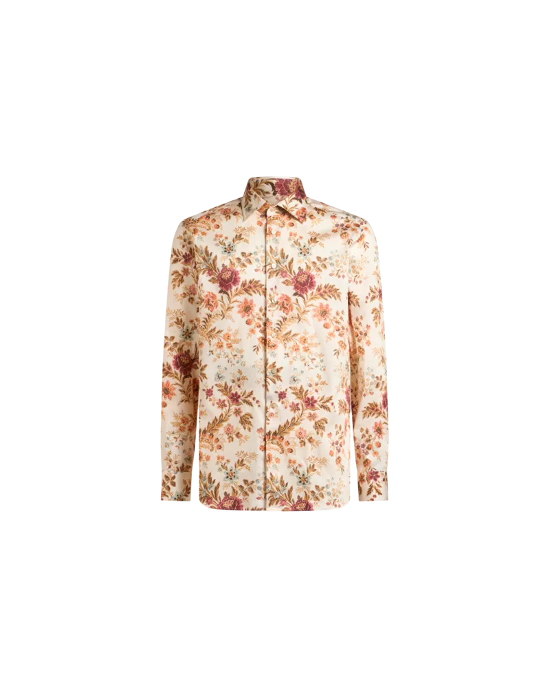 Etro Hemd Aus Baumwolle Mit Floralem Allover-print, Herren, Beige, Größe Beige