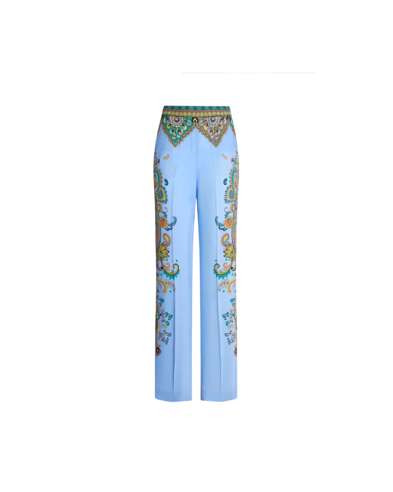 Etro Hose Mit Floralem Muster Aus Seide, Damen, Hellblau, Größe Hellblau