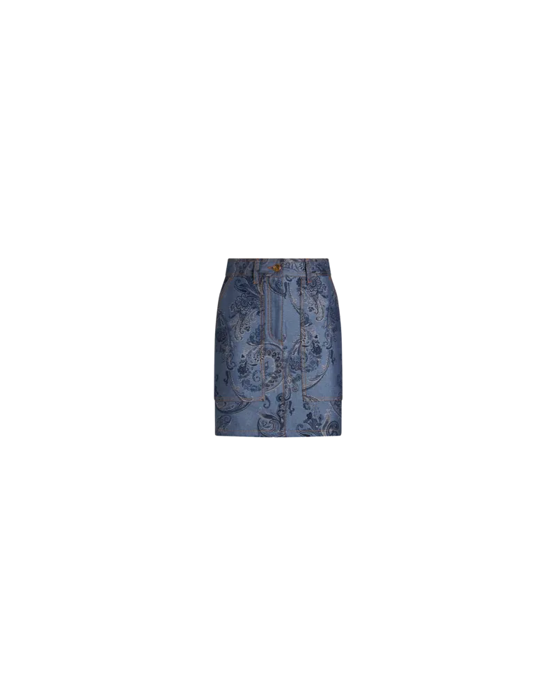Etro Minirock Aus Jacquard-denim, Damen, Navyblau, Größe Navyblau