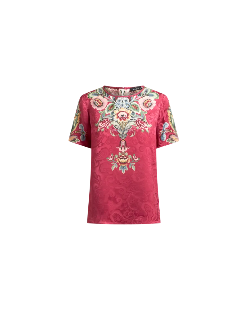 Etro T-shirt Mit Platziertem, Floralem Druck, Damen, Multicolor, Größe Multicolor