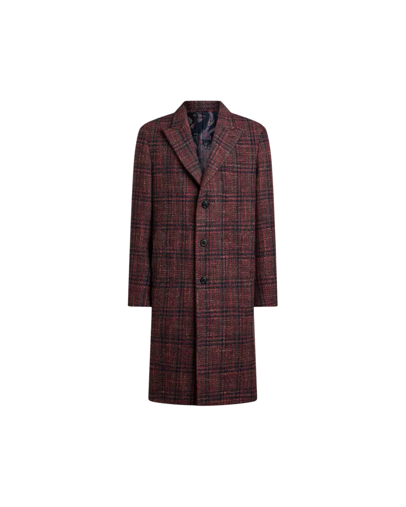 Etro Mantel Aus Wolle Und Kaschmir Mit Karomuster, Herren, Rot, Größe Rot