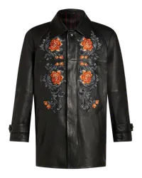 Etro Jacke Aus Leder Mit Stickerei, Herren, Schwarz Schwarz