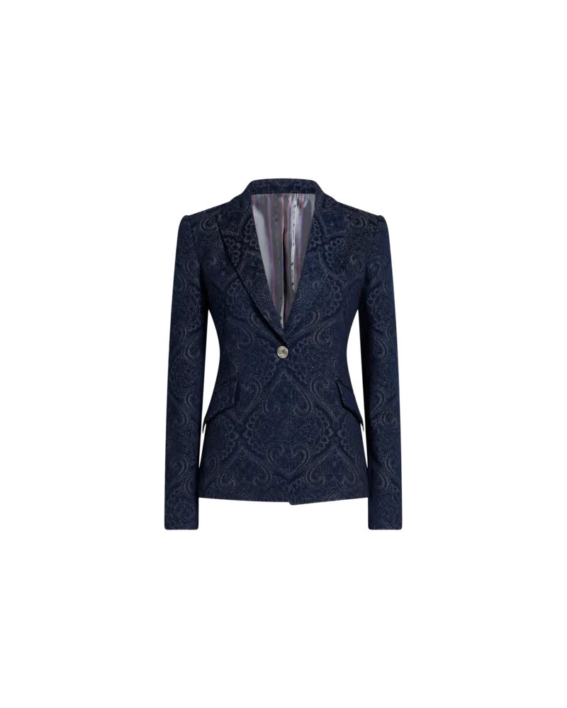 Etro Blazer Aus Jacquard-denim, Damen, Blau, Größe Blau