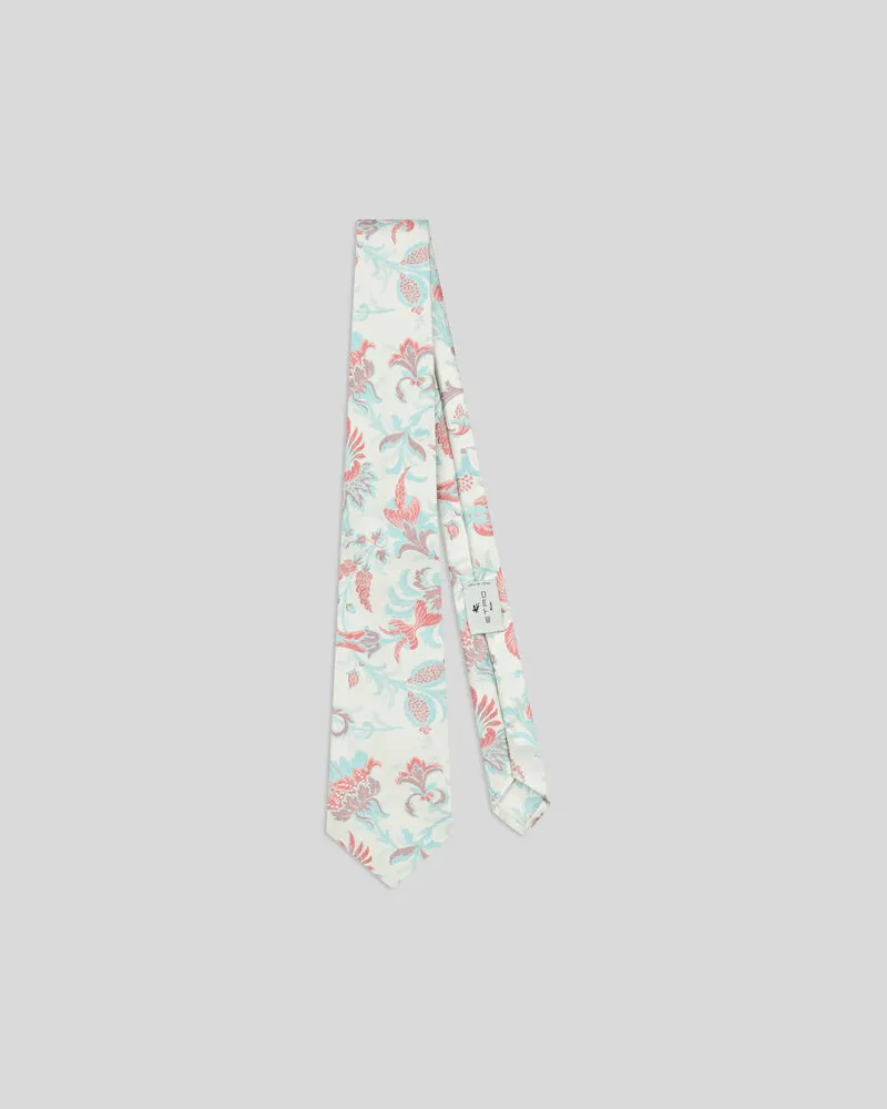 Etro Jacquard-krawatte Aus Seide Mit Floralem Motiv, Herren, Beige Beige
