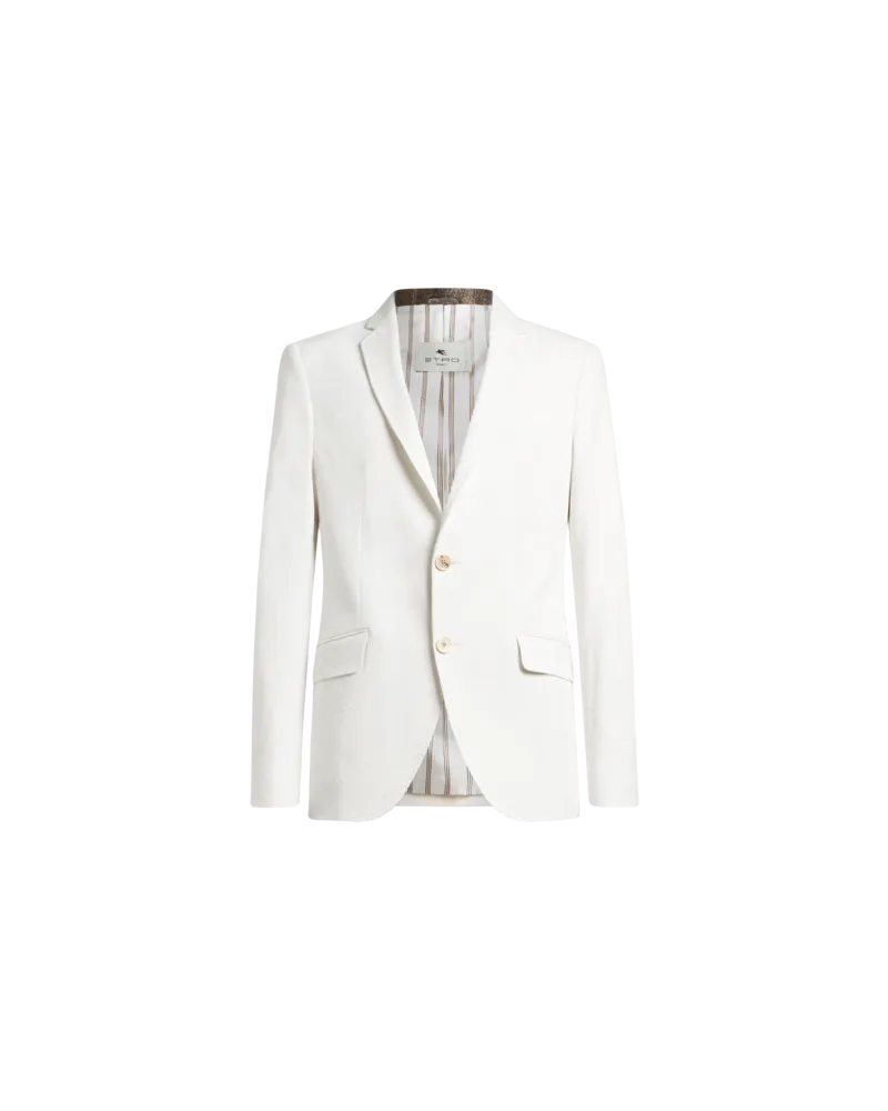 Etro Einreihige Jacquard-jacke Aus Stretch-baumwolle Mit Floralem Motiv, Herren, Weiß, Größe Weiß