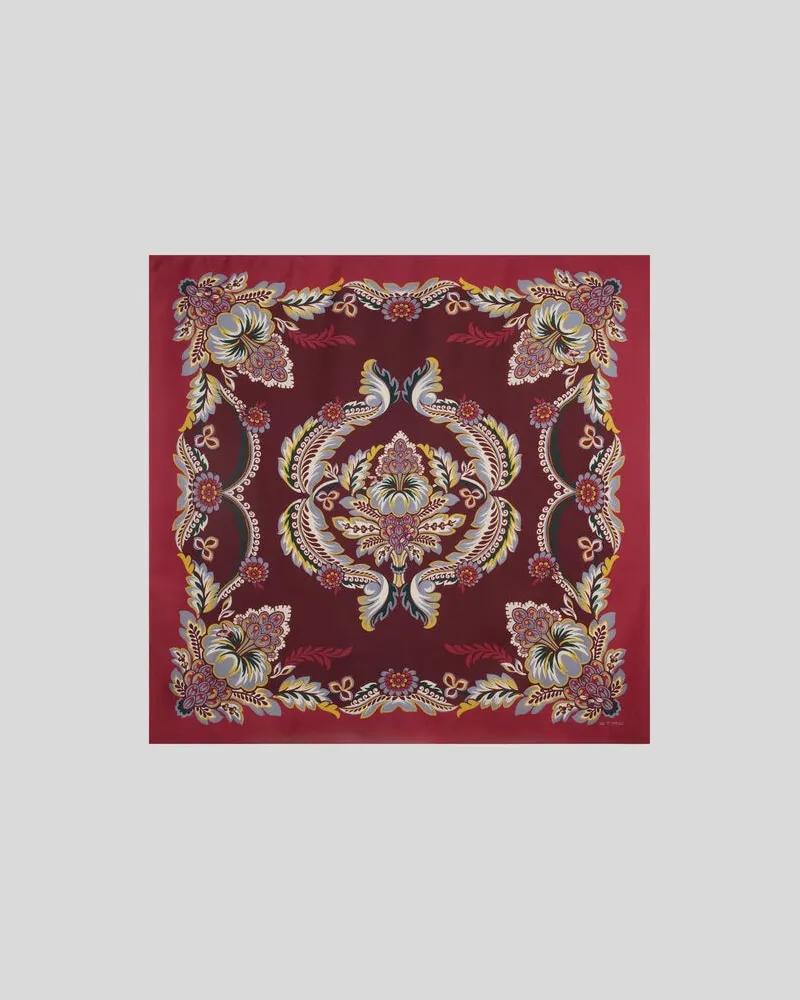 Etro Tuch Aus Seide Mit Blumen- Und Bienenmotiv, Damen, Bordeaux Bordeaux