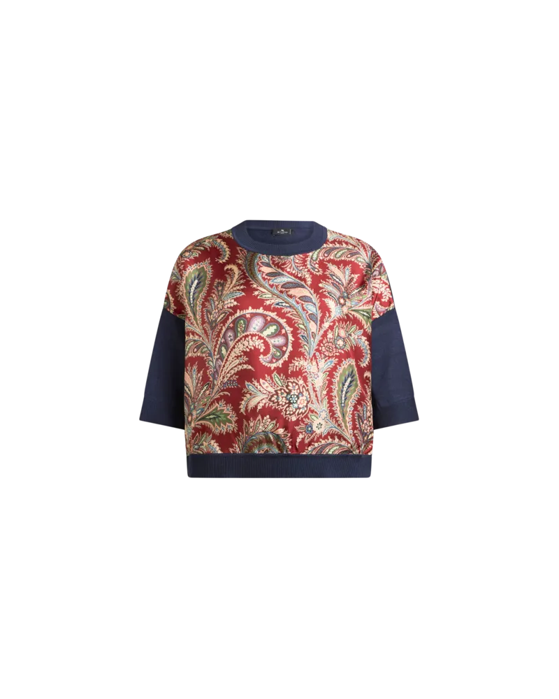 Etro T-shirt Mit Einsatz Mit Floralem Paisleymuster, Damen, Bordeaux, Größe Bordeaux