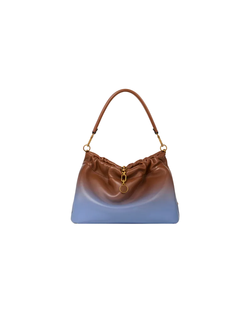 Etro Tasche Vela Blossom Mittelgross Aus Abgetöntem Leder, Damen, Hellblau Hellblau