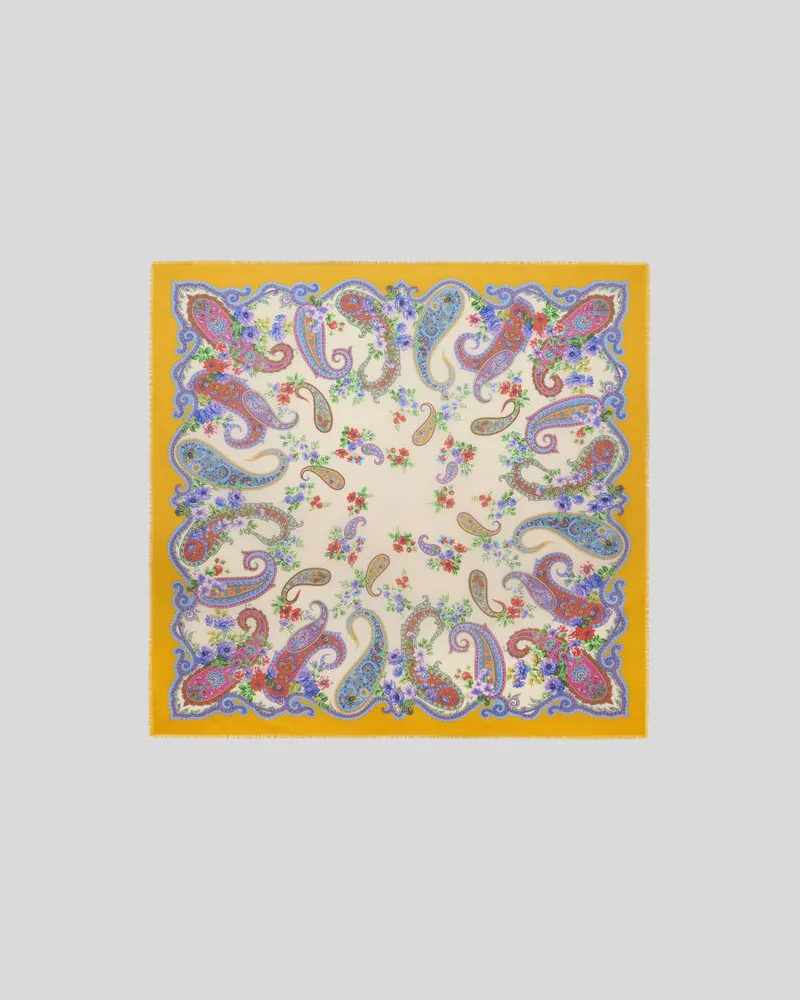 Etro Schultertuch Aus Einer Kaschmirmischung Mit Floralem Paisley-motiv, Damen, Gelb Gelb