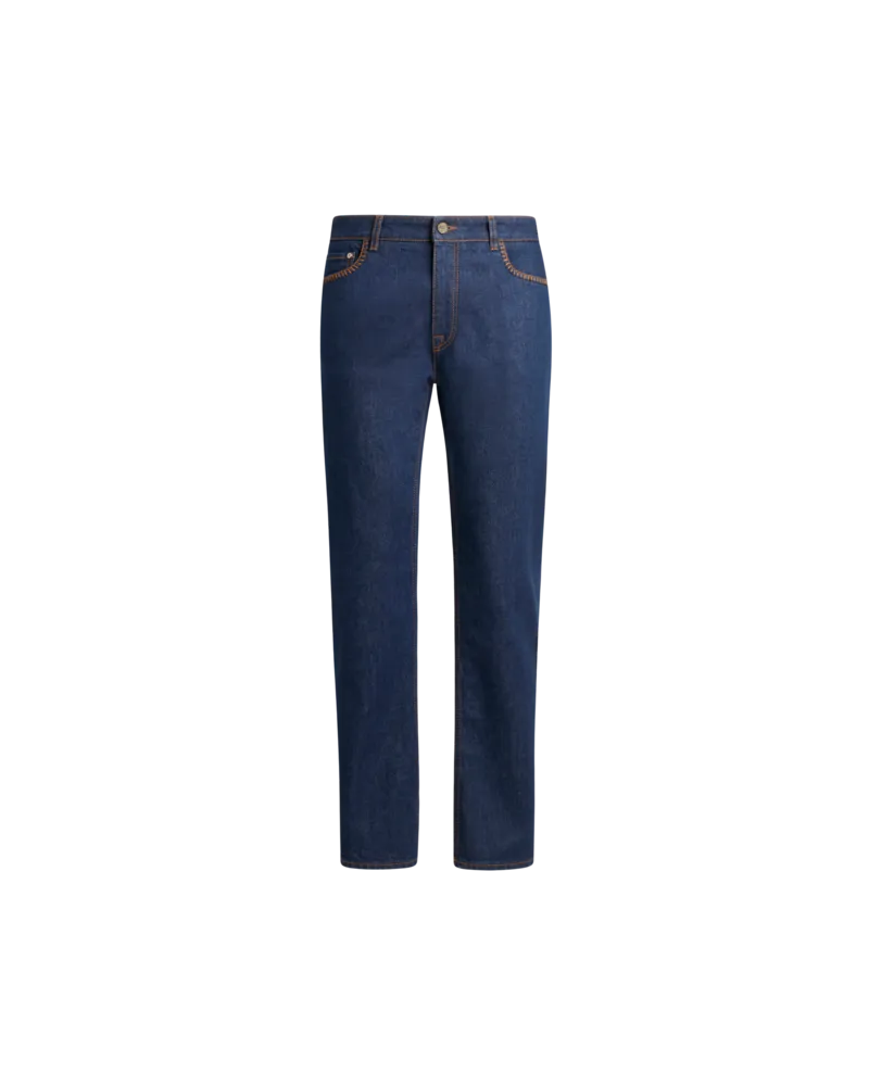 Etro Jeans Im Regular Fit Mit Nähten An Den Vordertaschen, Herren, Blau, Größe Blau