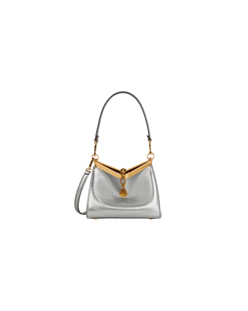 Etro Tasche Vela Klein Laminiert, Damen, Silber Silber