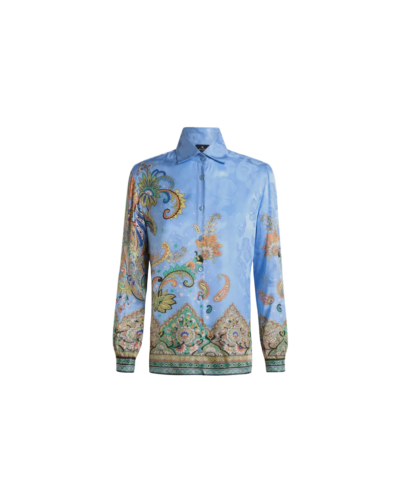 Etro Hemd Aus Jacquard-gewebe Mit Floralem Rosen- Und Paisleymuster, Damen, Hellblau, Größe Hellblau