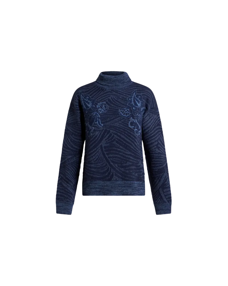 Etro Jacquard-pullover Mit Hohem Kragen, Damen, Navyblau, Größe Navyblau